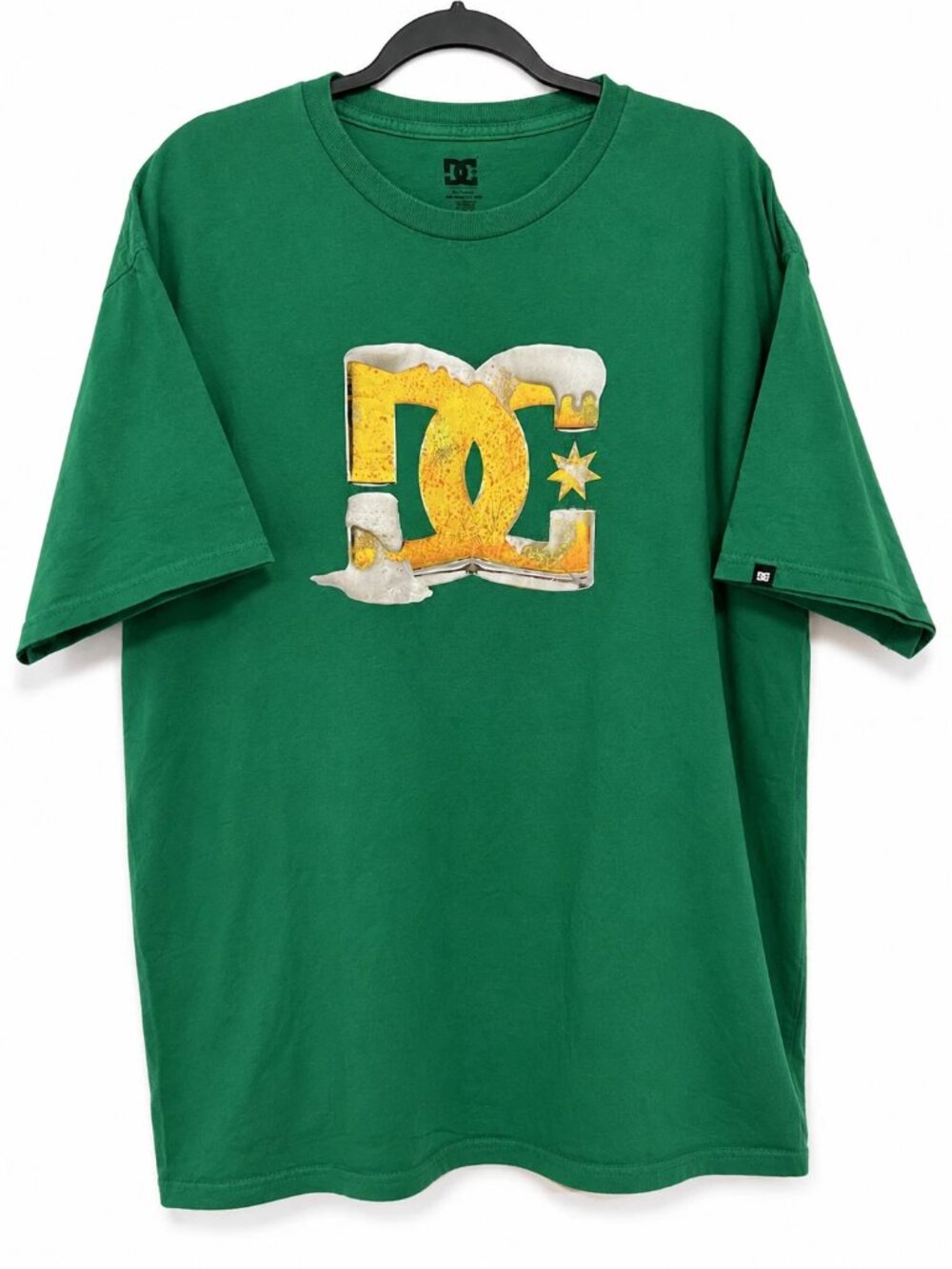 DC Shoes Beer Logo Graphic T-Shirt Green XL Skate Streetwear 100% Cotton
